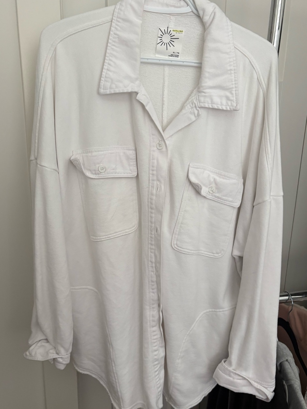 Aerie Button Up Sweatshirt Material Shacket